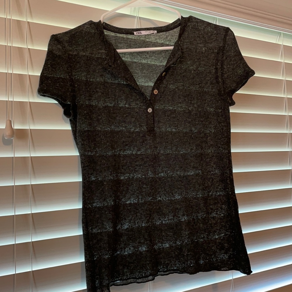 Zara dark gray sheer top - size small
